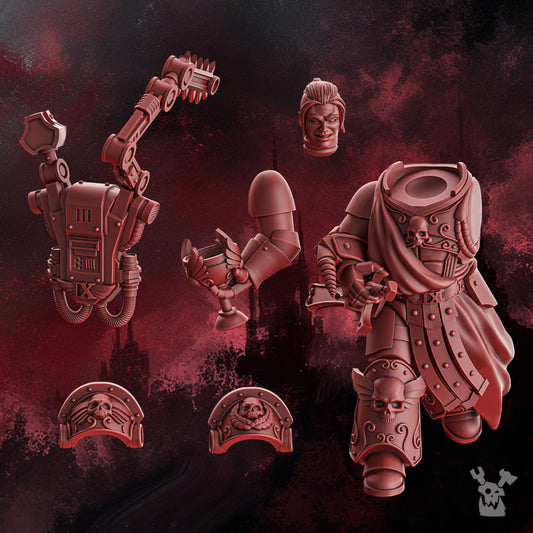 Crimson Knights Sacrificer, proxy miniature, 28mm heroic scale unpainted resin