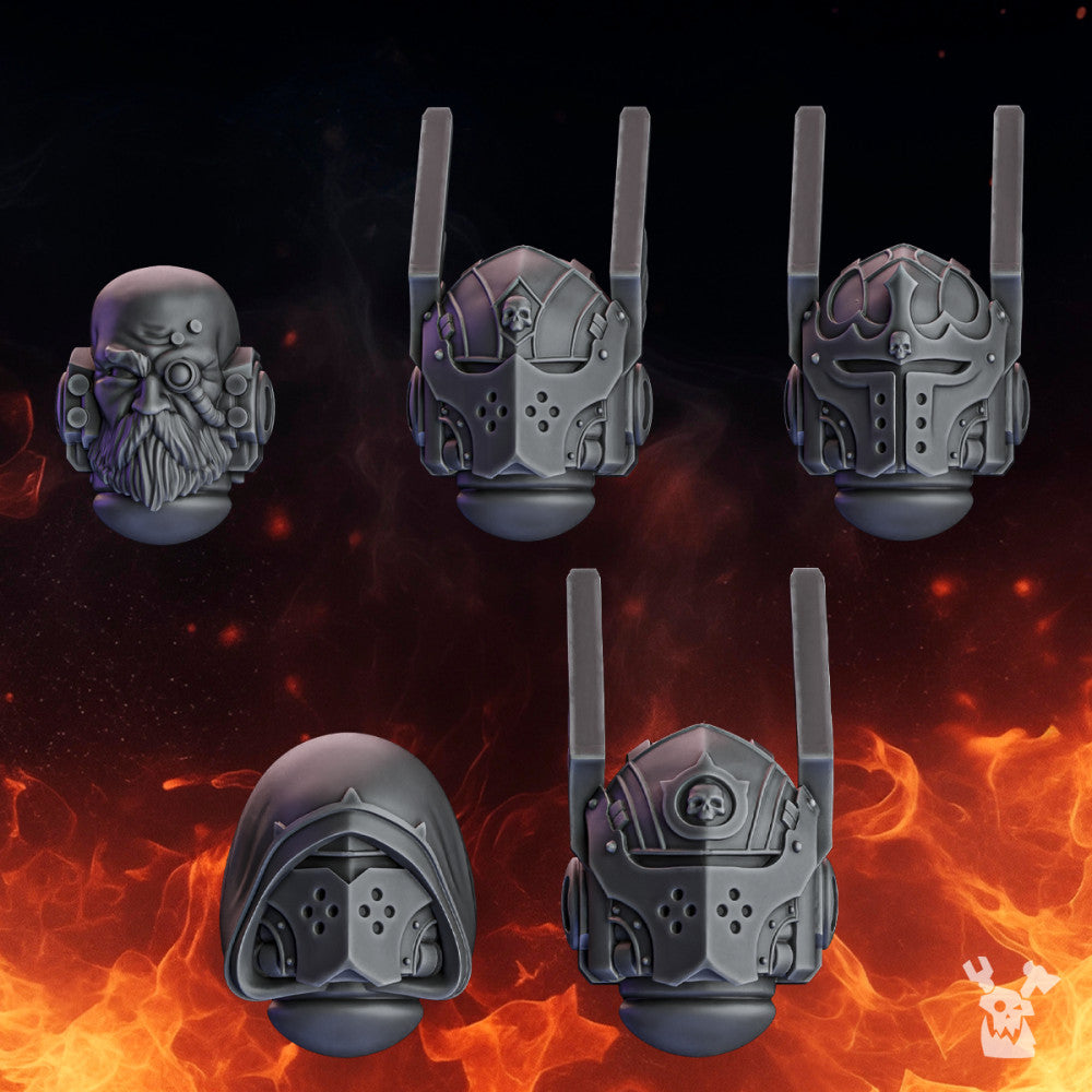 Crusader Knights Knight Heads, resin conversion bits, 28mm heroic scale unpainted resin