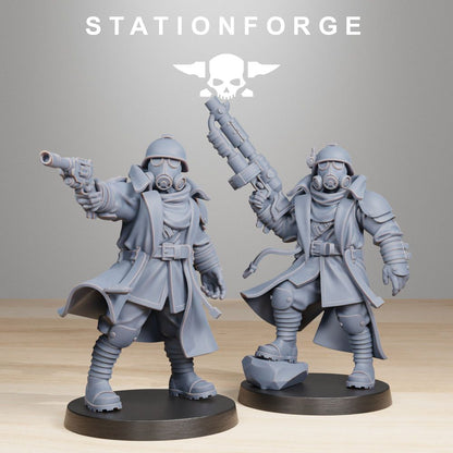 Imperial Army Grim Guard Scorchers Officers (2 Units), 28mm heroic scale unpainted resin