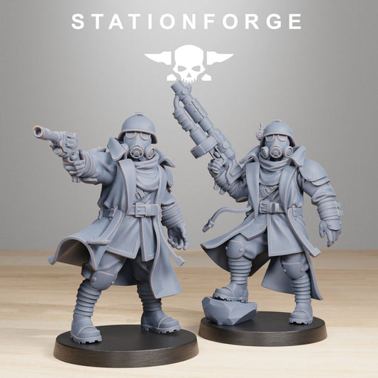 Imperial Army Grim Guard Scorchers Officers (2 Units), 28mm heroic scale unpainted resin