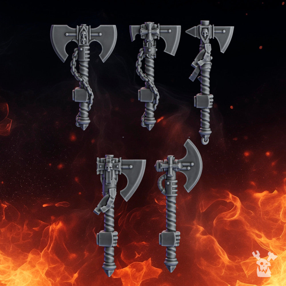 Crusader Knights Crusader Axes (Right), resin conversion bits, weapons, 28mm heroic scale unpainted resin