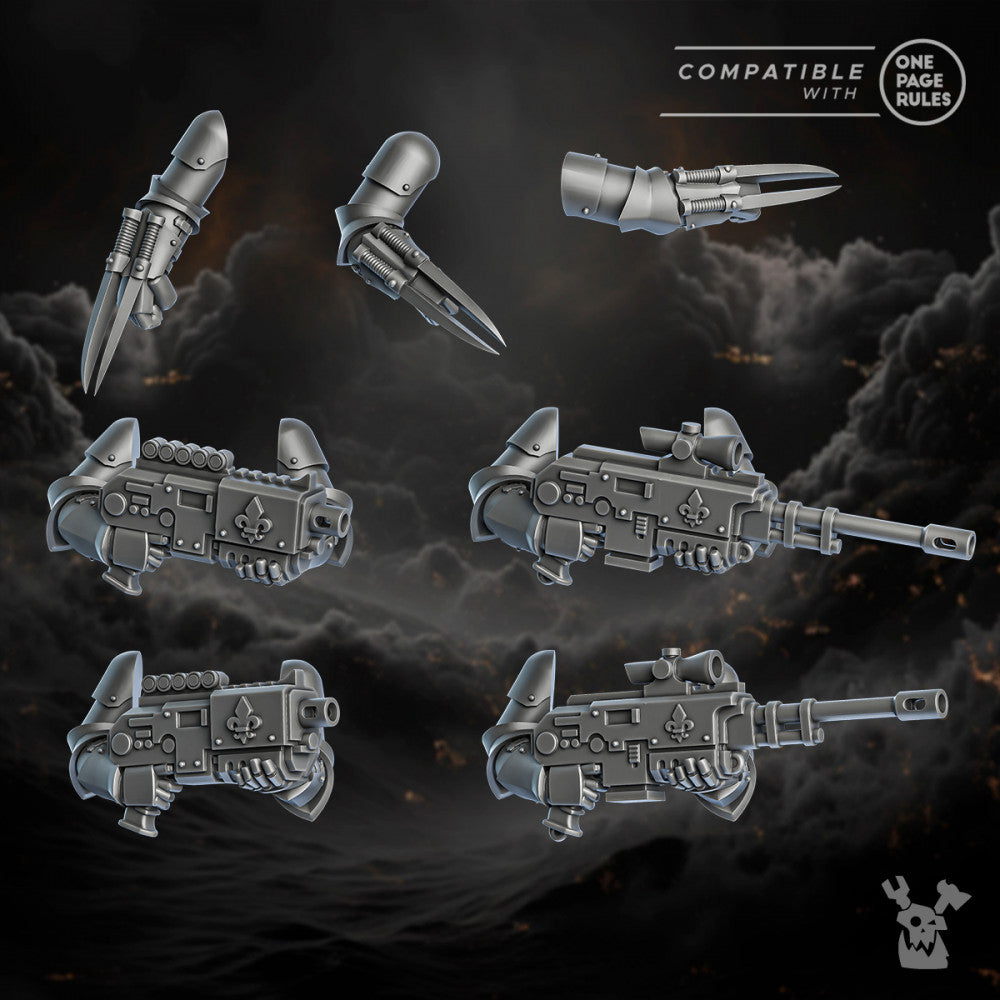 Battle Sisters Weapons Set, resin conversion bits, 28mm heroic scale unpainted resin
