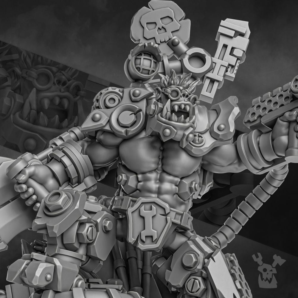 Orks Nikk Da Tech, proxy miniature, 28mm heroic scale unpainted resin