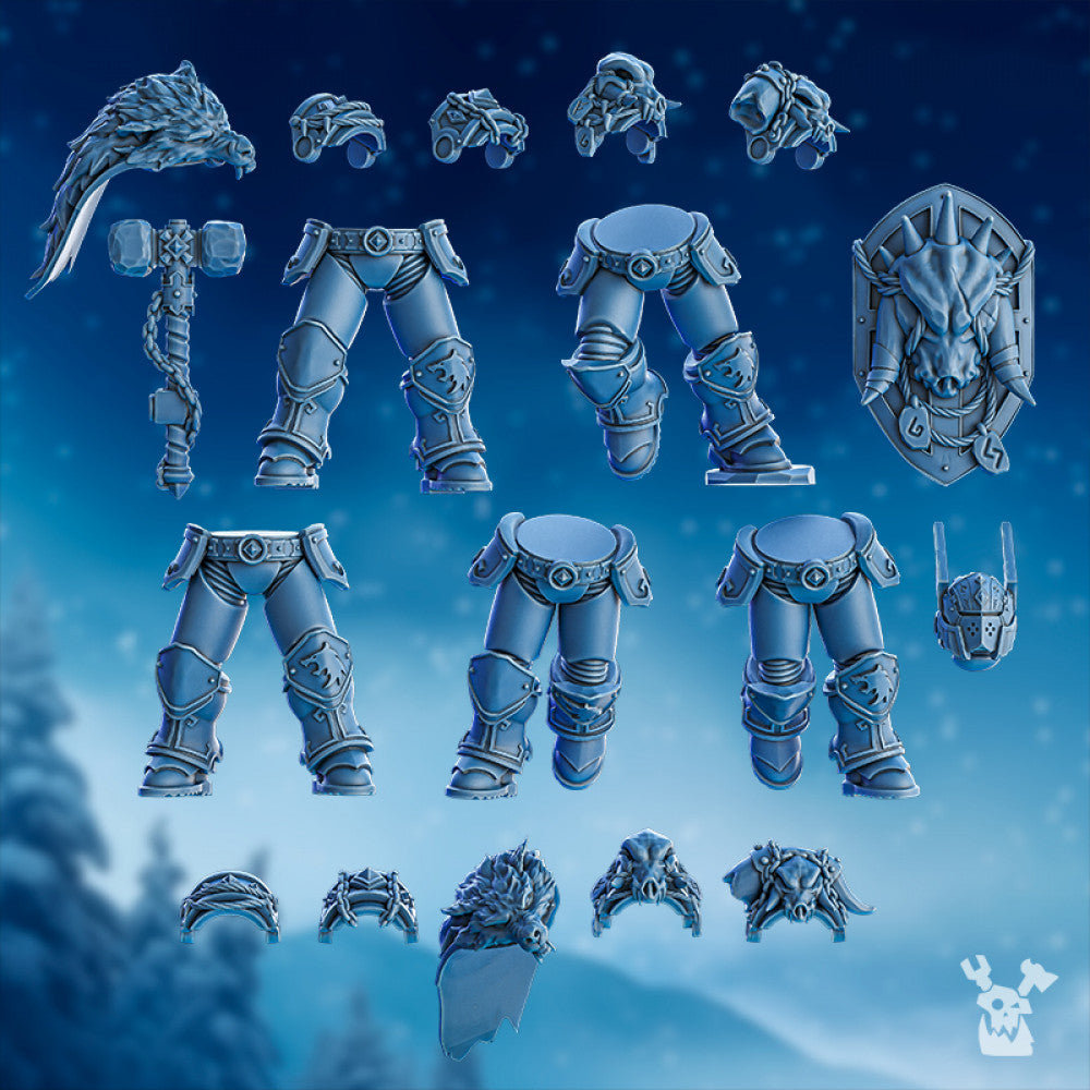 Wolf Knights Commander Upgrade Pack, resin conversion bits, squad, 28mm heroic scale unpainted resin, view 2