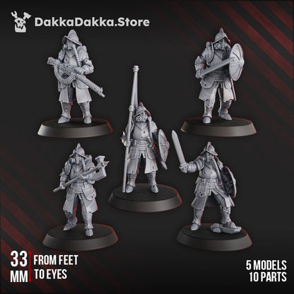 Torquemadas Conquistador Veterans, Trench Warfare proxy miniature, 28mm heroic scale unpainted resin