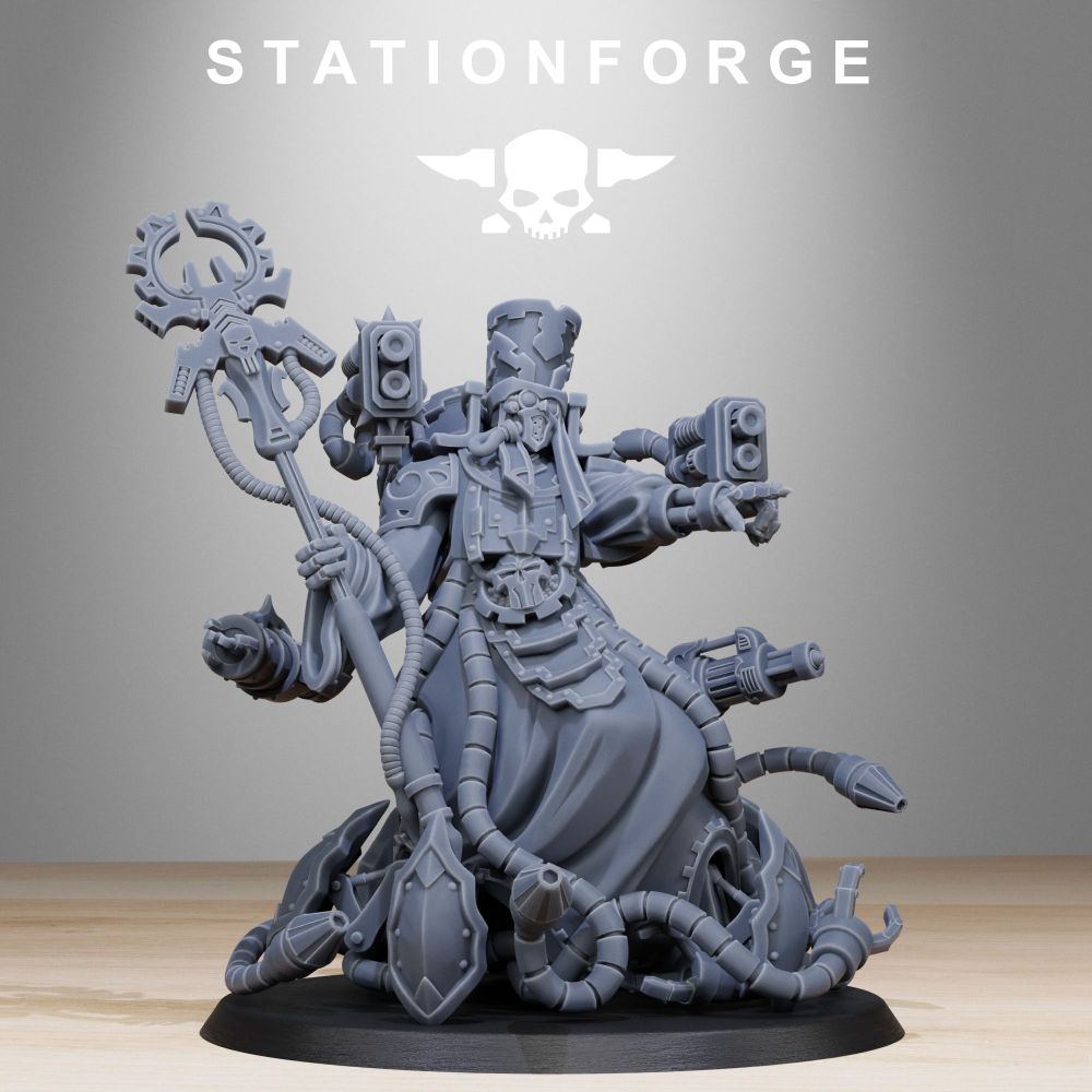 Scavenger Chaplain, Tech Priests proxy miniature, 28mm heroic scale unpainted resin