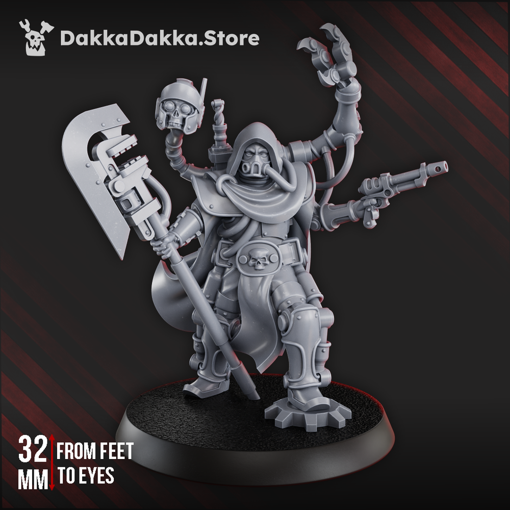 Tech Priests Archimech Engineer, 28mm heroic scale unpainted resin
