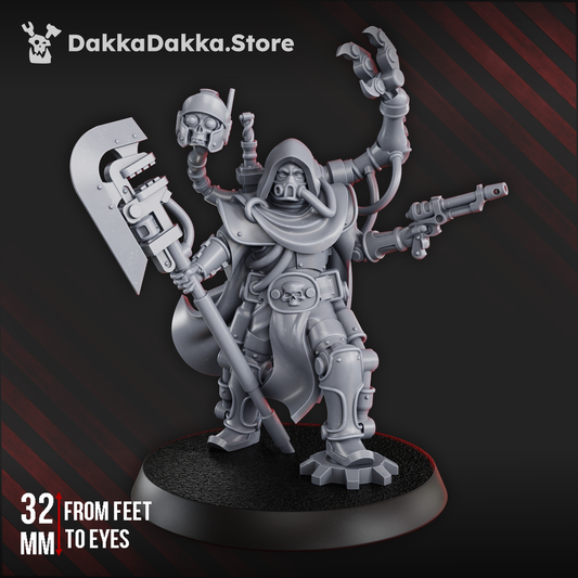 Tech Priests Archimech Engineer, 28mm heroic scale unpainted resin