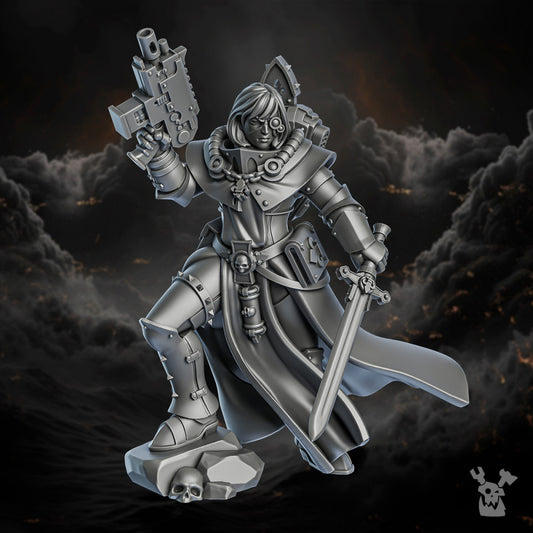 Battle Sisters Verid, proxy miniature, 28mm heroic scale unpainted resin