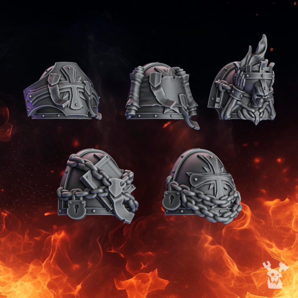 Crusader Knights Shoulders, resin conversion bits, shoulder pads, 28mm heroic scale unpainted resin
