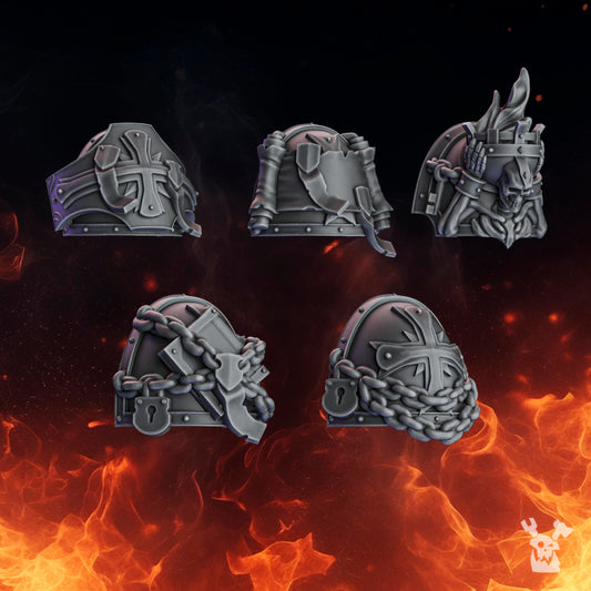 Crusader Knights Shoulders, resin conversion bits, shoulder pads, 28mm heroic scale unpainted resin