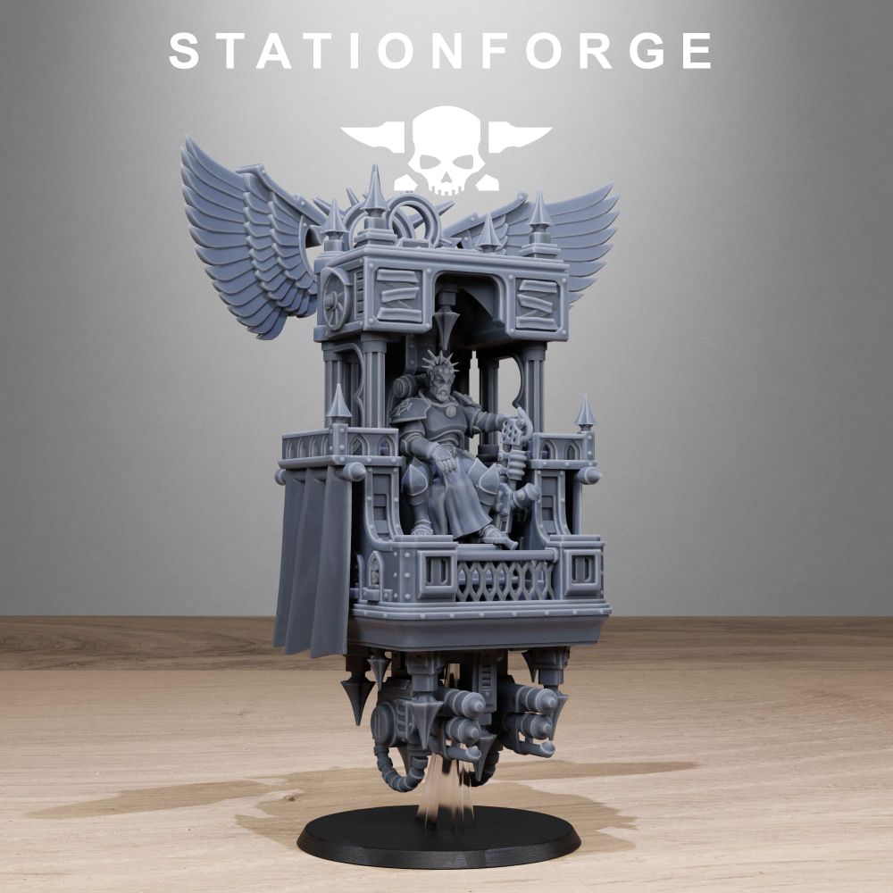 Imperial Army Flying Throne, proxy miniature, flyer, 28mm heroic scale unpainted resin