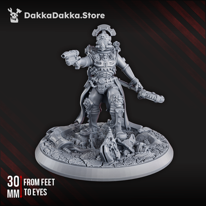 Machine Cult Marshal Geargrinder, Tech Priests proxy miniature, 28mm heroic scale unpainted resin