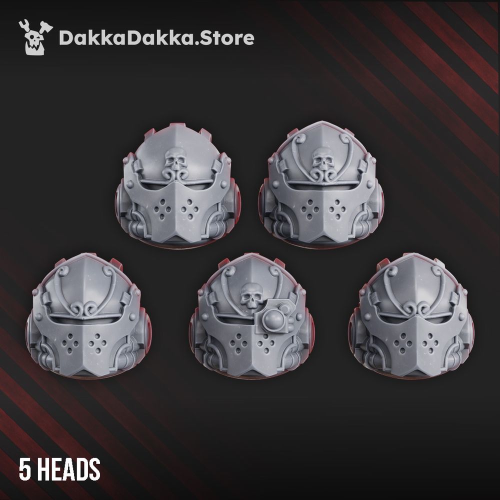 Crimson Knights Destroyers Heads Set, resin conversion bits, 28mm heroic scale unpainted resin