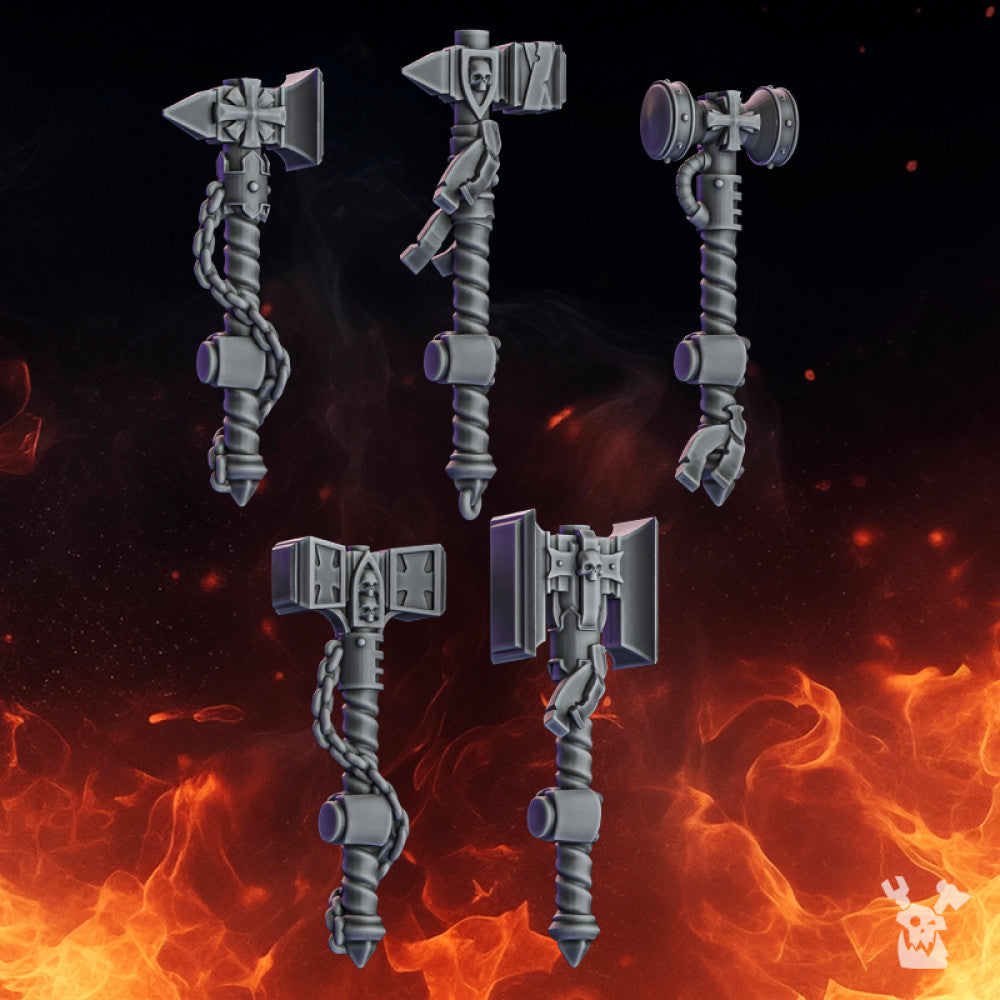 Crusader Knights Crusader Hammers (Right), resin conversion bits, weapons, 28mm heroic scale unpainted resin