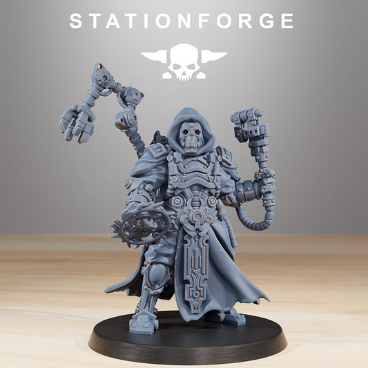Scavenger Techno Priest, Tech Priests proxy miniature, character, 28mm heroic scale unpainted resin