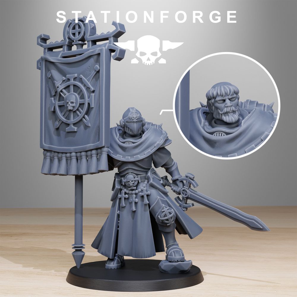 Imperial Army Flag Bearer, proxy miniature, 28mm heroic scale unpainted resin