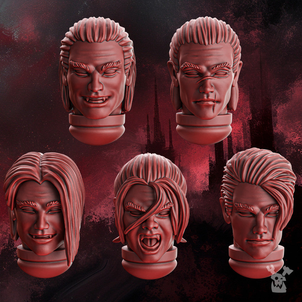Crimson Knights Handsome Heads Set, resin conversion bits, 28mm heroic scale unpainted resin, view 3