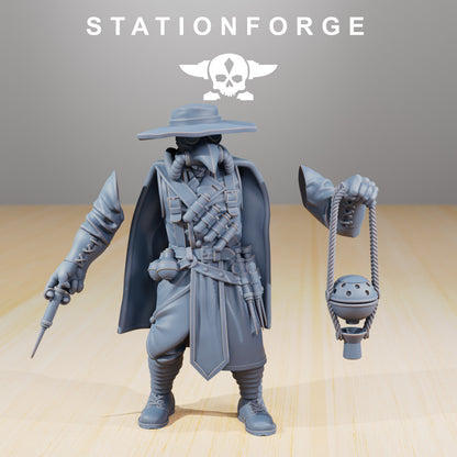Grim Guard Plague Doctor, Imperial Army proxy miniature, infantry, 28mm heroic scale unpainted resin, view 2