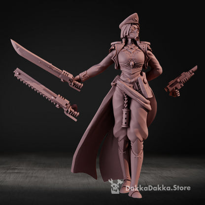 Imperial Army Female Commissar, 28mm heroic scale unpainted resin, view 2