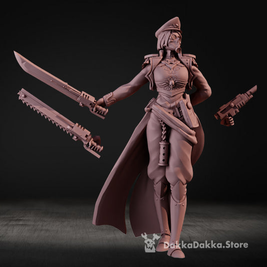 Imperial Army Female Commissar, 28mm heroic scale unpainted resin, view 2