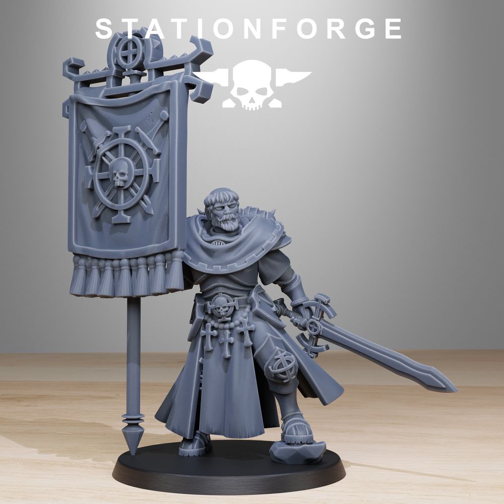 Imperial Army Flag Bearer, proxy miniature, 28mm heroic scale unpainted resin, view 2
