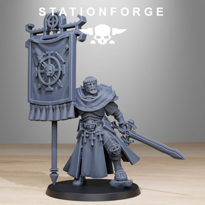 Imperial Army Flag Bearer, proxy miniature, 28mm heroic scale unpainted resin, view 2
