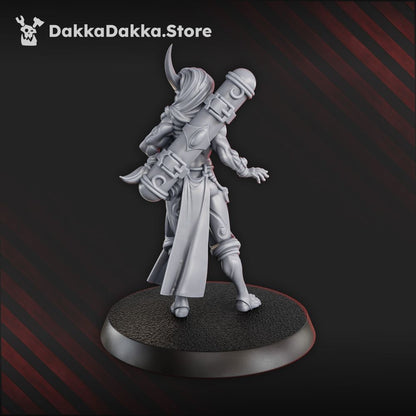 Pleasure Knights Vanguard Soldrith, proxy miniature, scout, 28mm heroic scale unpainted resin, view 2