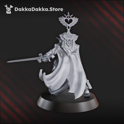 Battle Sisters Abbatissa Elvira Vespertilion, proxy miniature, 28mm heroic scale unpainted resin, view 2