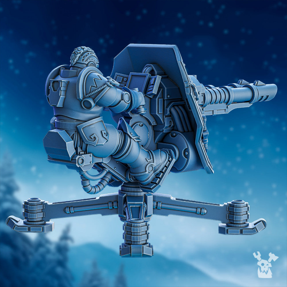 Wolf Knights Turret, proxy miniature, artillery, 28mm heroic scale unpainted resin, view 4