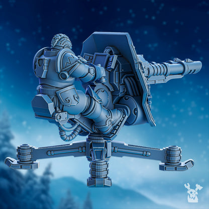 Wolf Knights Turret, proxy miniature, artillery, 28mm heroic scale unpainted resin, view 4