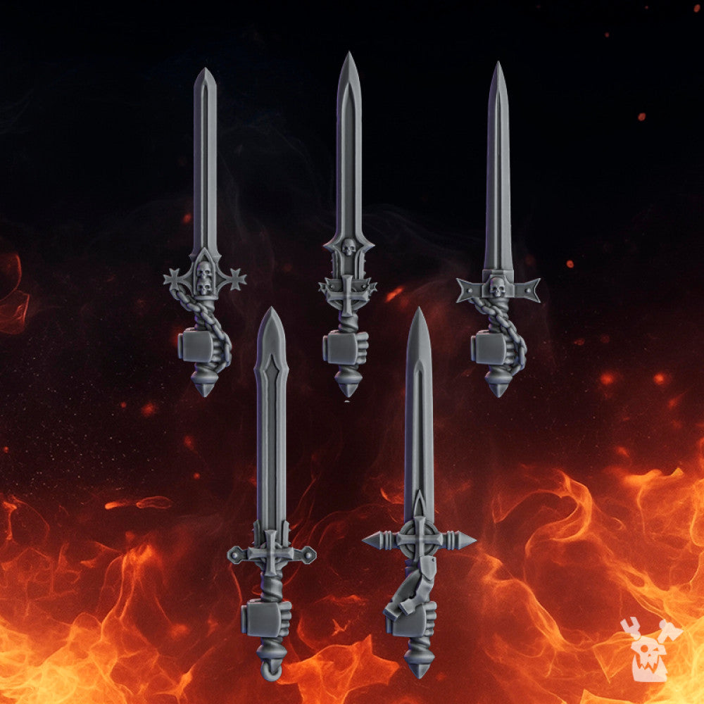 Crusader Knights Swords (Left), resin conversion bits, weapons, 28mm heroic scale unpainted resin