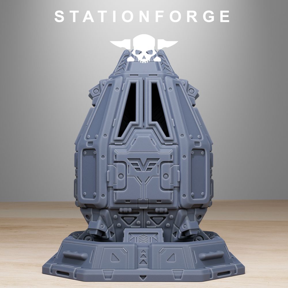 Vaskar Drop Pod, Imperial Army proxy miniature, 28mm heroic scale unpainted resin, view 2