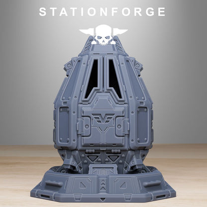 Vaskar Drop Pod, Imperial Army proxy miniature, 28mm heroic scale unpainted resin, view 2