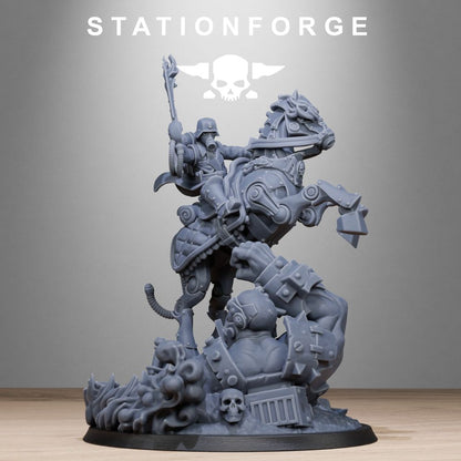Grim Guard Officer Horseman, Imperial Army proxy miniature, infantry, 28mm heroic scale unpainted resin, view 2