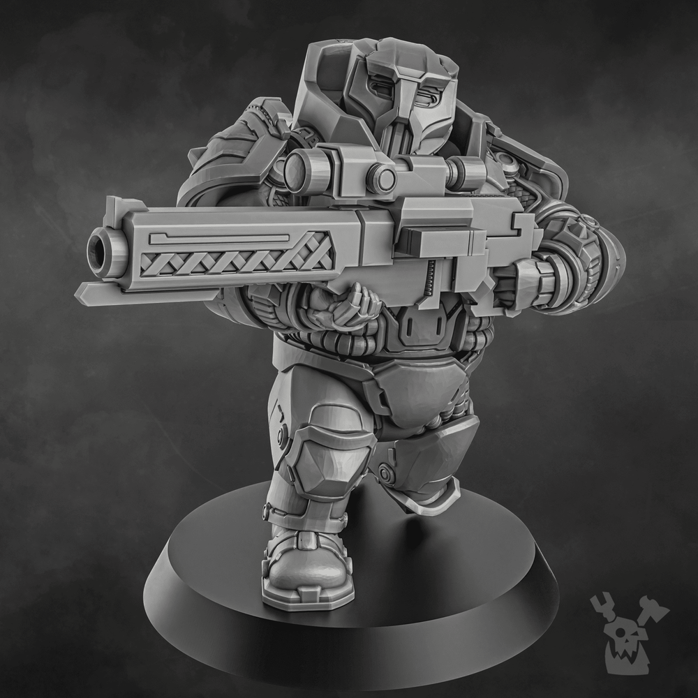 Space Dwarf Nibelung Warrior V2, proxy miniature, infantry, 28mm heroic scale unpainted resin, view 4
