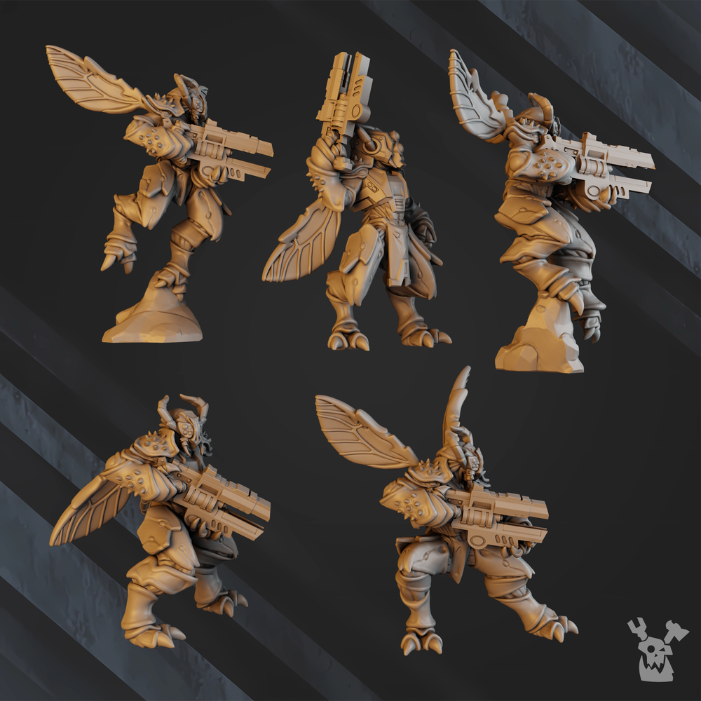 Tuai Mantomorhs Assault Squad, proxy miniature, 28mm heroic scale unpainted resin, view 2