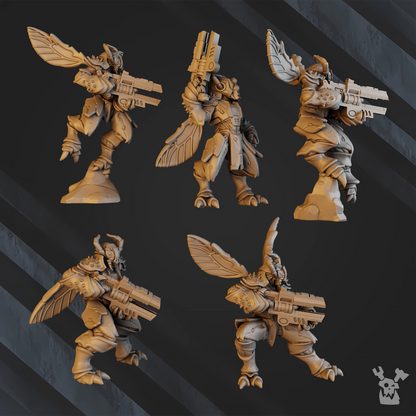 Tuai Mantomorhs Assault Squad, proxy miniature, 28mm heroic scale unpainted resin, view 2