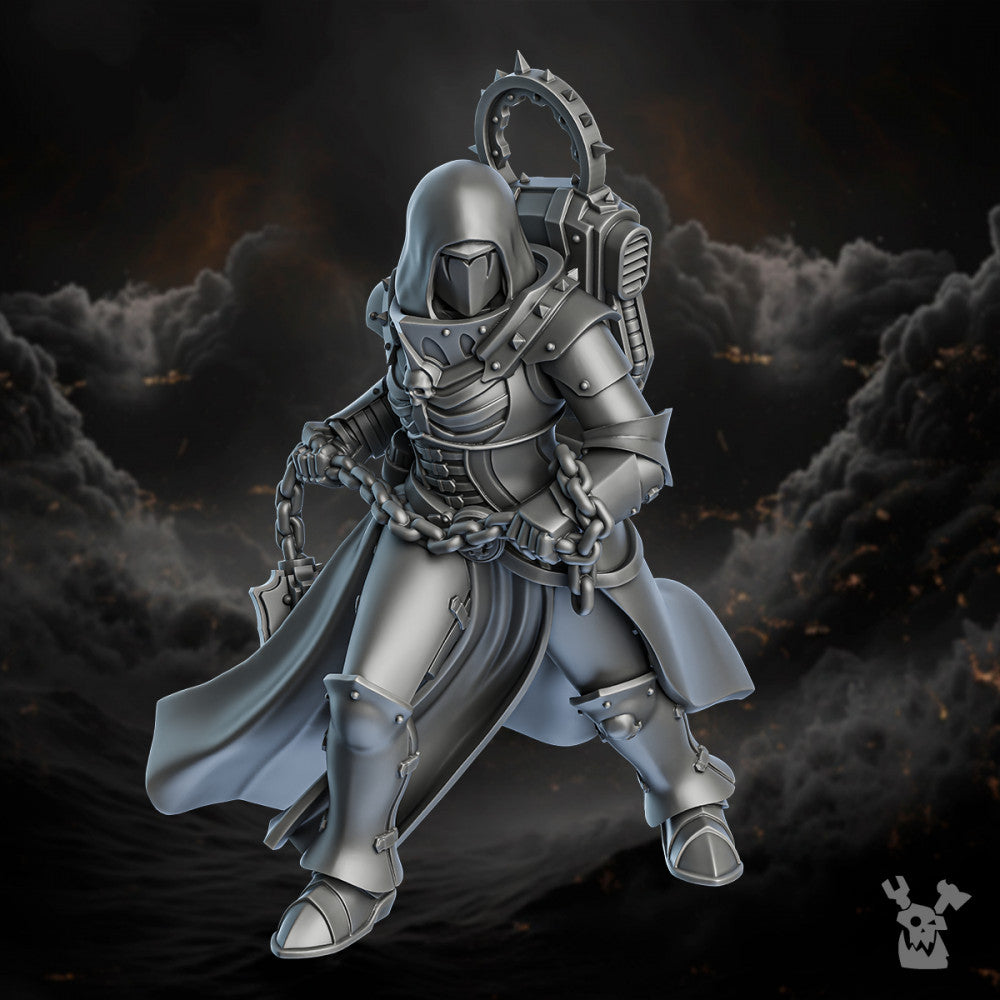 Battle Sisters Magistrate Sister, proxy miniature, 28mm heroic scale unpainted resin, view 3