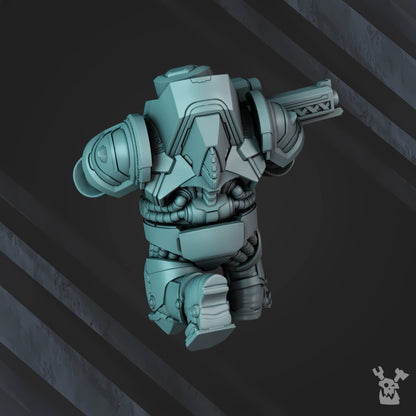Space Dwarf Nibelung Warrior V2, proxy miniature, infantry, 28mm heroic scale unpainted resin, view 3