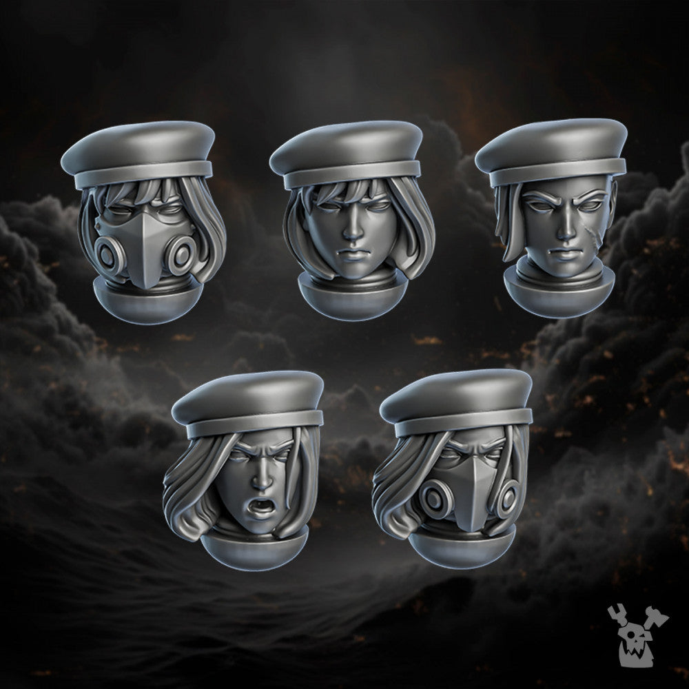 Battle Sisters Heads Set, resin conversion bits, 28mm heroic scale unpainted resin