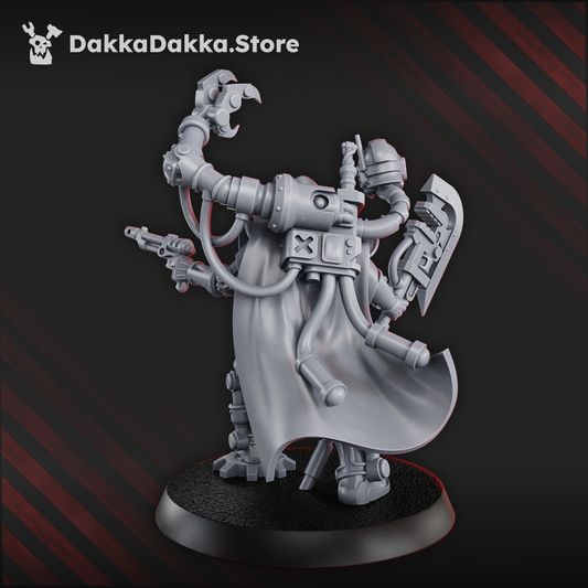 Tech Priests Archimech Engineer, 28mm heroic scale unpainted resin, view 2