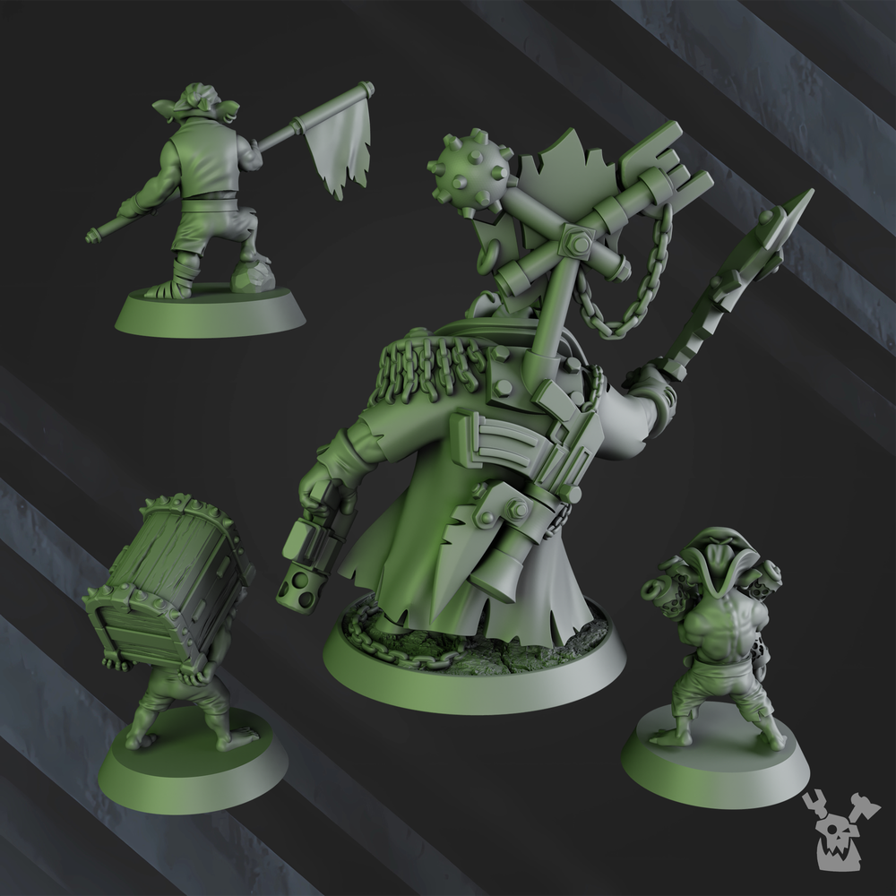 Orks Kapn Blaaady Beard, proxy miniature, 28mm heroic scale unpainted resin, view 4