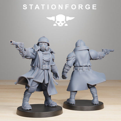 Imperial Army Grim Guard Scorchers Officers (2 Units), 28mm heroic scale unpainted resin, view 2