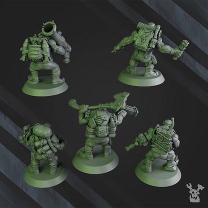 Orks Blak Orks Mob, proxy miniature, squad, 28mm heroic scale unpainted resin, view 3