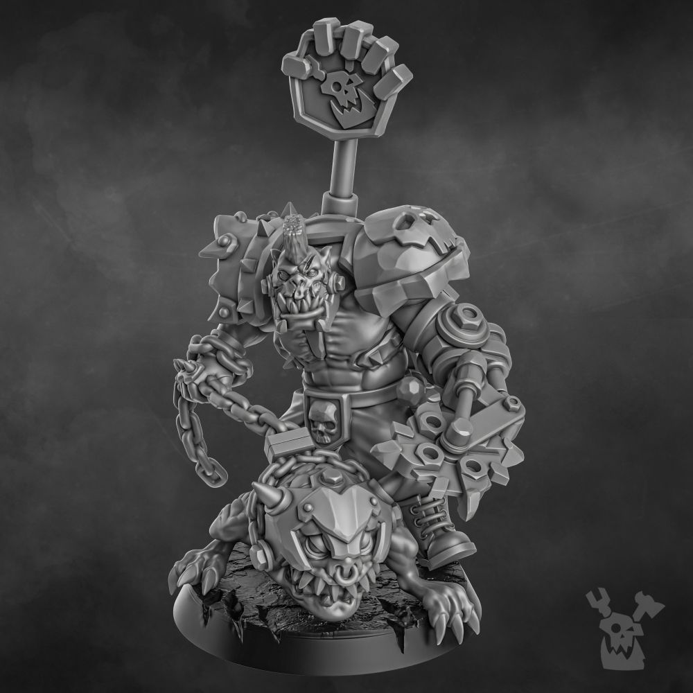 Orks Zargok Da Hogmasta, proxy miniature, 28mm heroic scale unpainted resin, view 2
