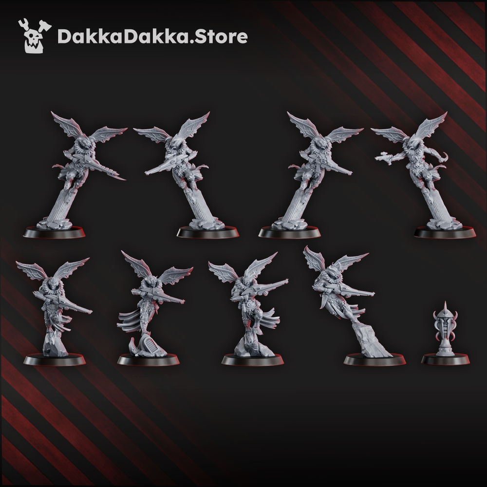 Eldar Airborne Squad, proxy miniature, 28mm heroic scale unpainted resin, view 2