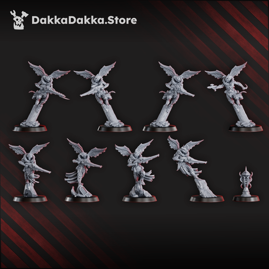 Eldar Airborne Squad, proxy miniature, 28mm heroic scale unpainted resin, view 2
