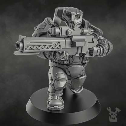 Space Dwarf Nibelung Warrior, proxy miniature, infantry, 28mm heroic scale unpainted resin, view 4