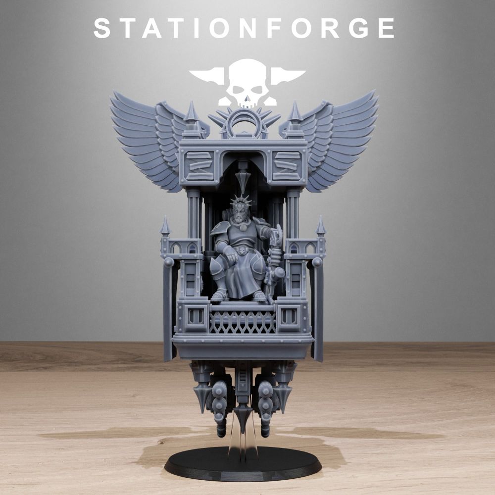 Imperial Army Flying Throne, proxy miniature, flyer, 28mm heroic scale unpainted resin, view 2